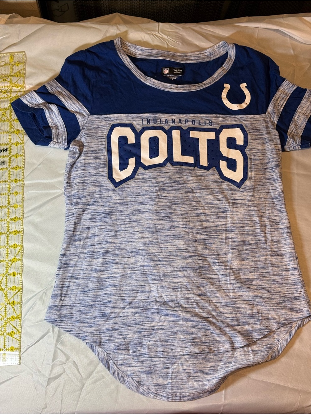 NFL Indianapolis Colts Two-Tone Heathered Tee in Navy and Light Gray